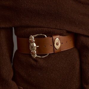 12th Tribe Suncrest Gold and Brown Statement Belt - M/L